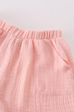 Baby & Toddler Peach Muslin Bow Girl Shorts Set