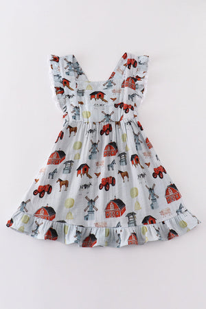 Girls Country Muslin Ruffle Dress | 100% Cotton