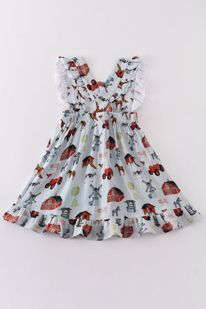 Girls Country Muslin Ruffle Dress | 100% Cotton