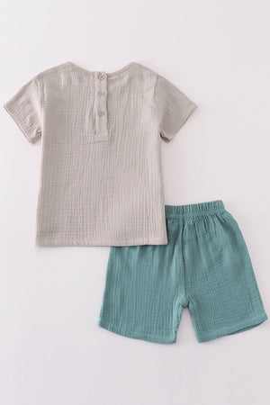 Baby & Toddler Gray Muslin Boy Shorts Set | 100% Cotton