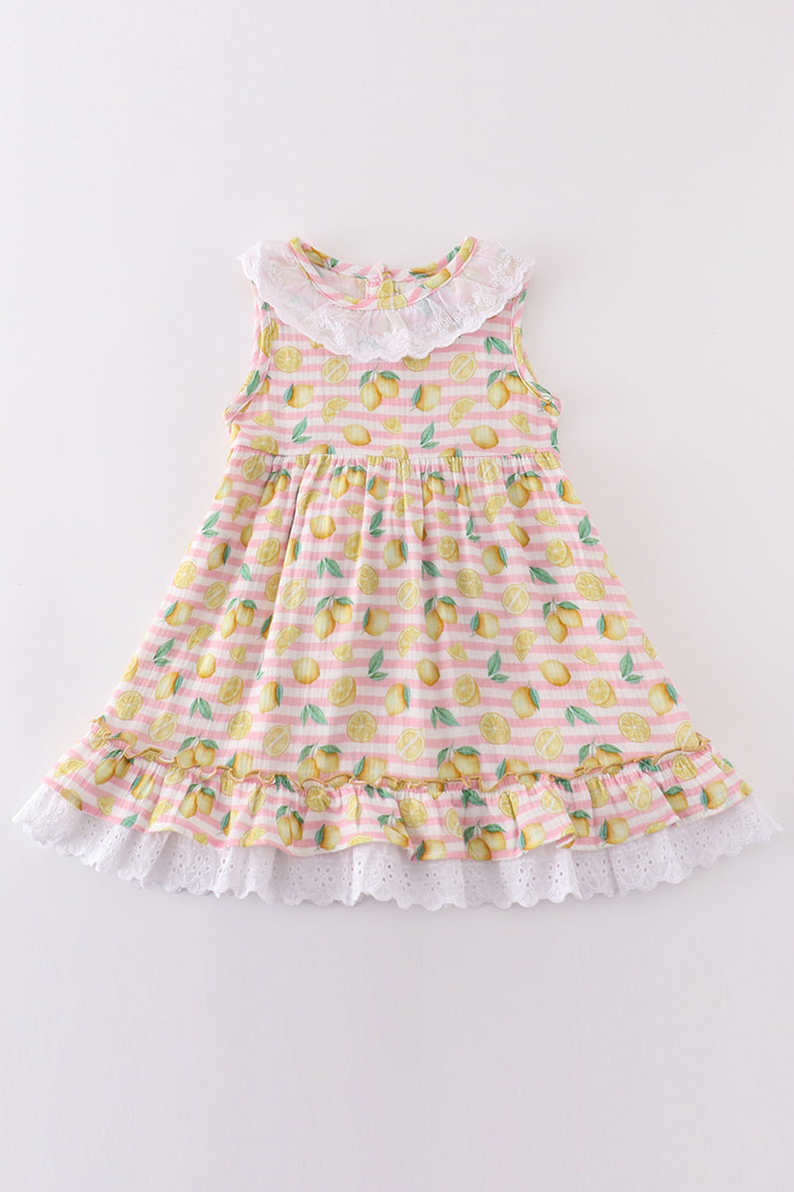 Little Lemon Blossom Muslin Ruffle Dress | 100% Cotton