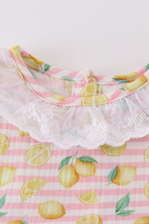 Little Lemon Blossom Muslin Ruffle Dress | 100% Cotton