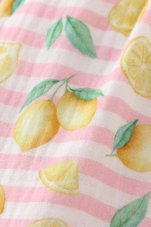 Little Lemon Blossom Muslin Ruffle Dress | 100% Cotton