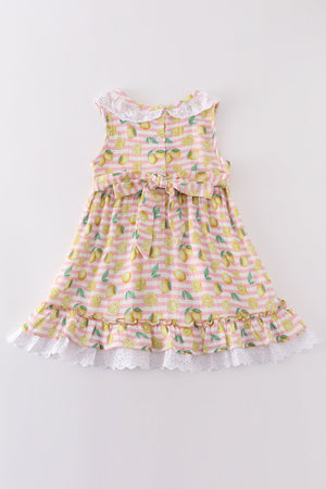 Little Lemon Blossom Muslin Ruffle Dress | 100% Cotton