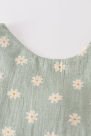 Baby & Toddler Girl Sage Muslin Daisy Spring Set | 100% Cotton