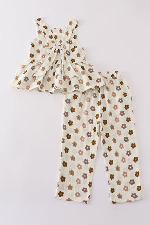 Baby & Toddler Oatmeal Muslin Floral Girl Set | 100% Cotton