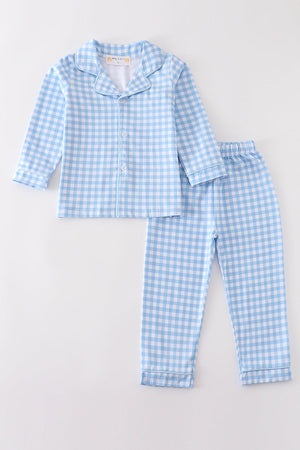 Boy Blue Plaid Classic Long-Sleeve Pajama Set