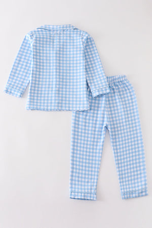 Boy Blue Plaid Classic Long-Sleeve Pajama Set