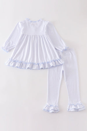 Abby's White Bow Ruffle | 2 Piece Pajama Set