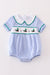 Baby Boy Blue Duck Embroidered Gingham Bubble | 100% Cotton