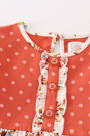 Bella's Rust Floral Dot Fall Dress