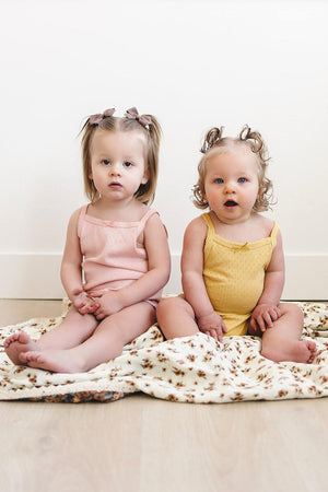 Baby Girl Yellow Bow Pointelle Tank Bodysuit | Cotton