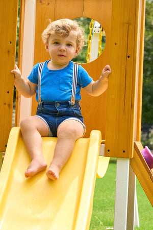 Forest Small Outdoor Toddler Swing Set | Compact Wooden Swing Frame for Babies & Kids