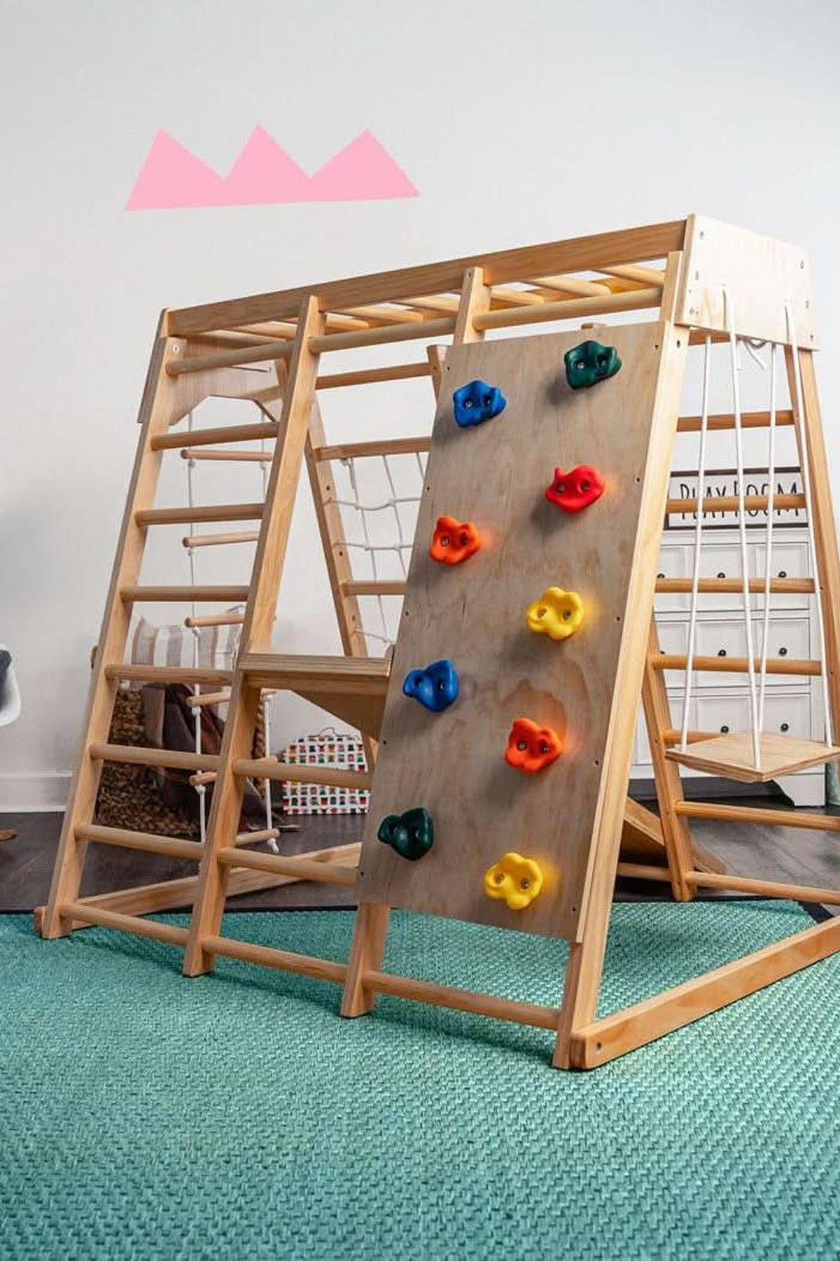 Magnolia - Wooden 7-in-1 Climber, Slide, Gym, Playset | Indoor |  New Zealand FSC-certified pinewood