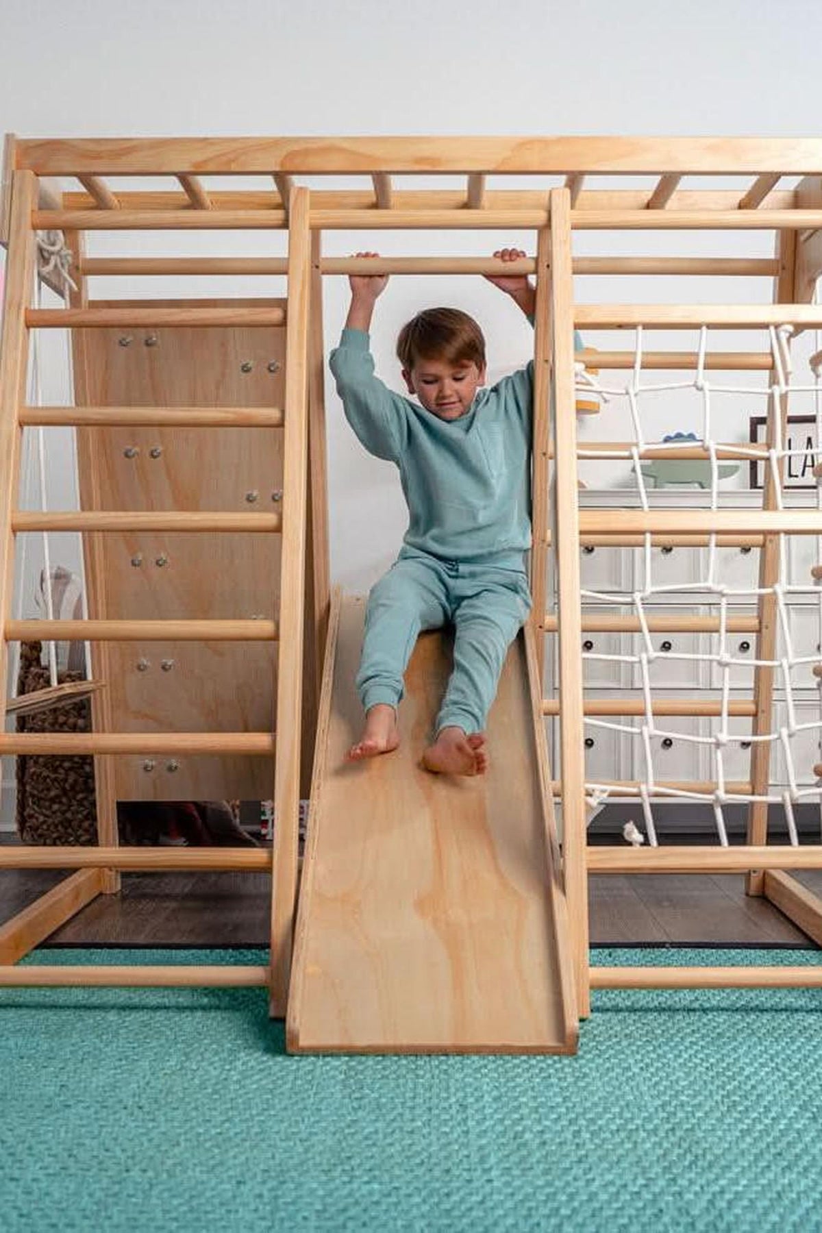 Magnolia - Wooden 7-in-1 Climber, Slide, Gym, Playset | Indoor |  New Zealand FSC-certified pinewood