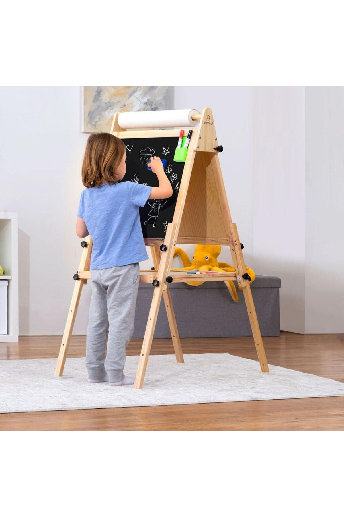 Foldable Kids Easel – 3 Adjustable Heights, Art Station for Drawing & Painting