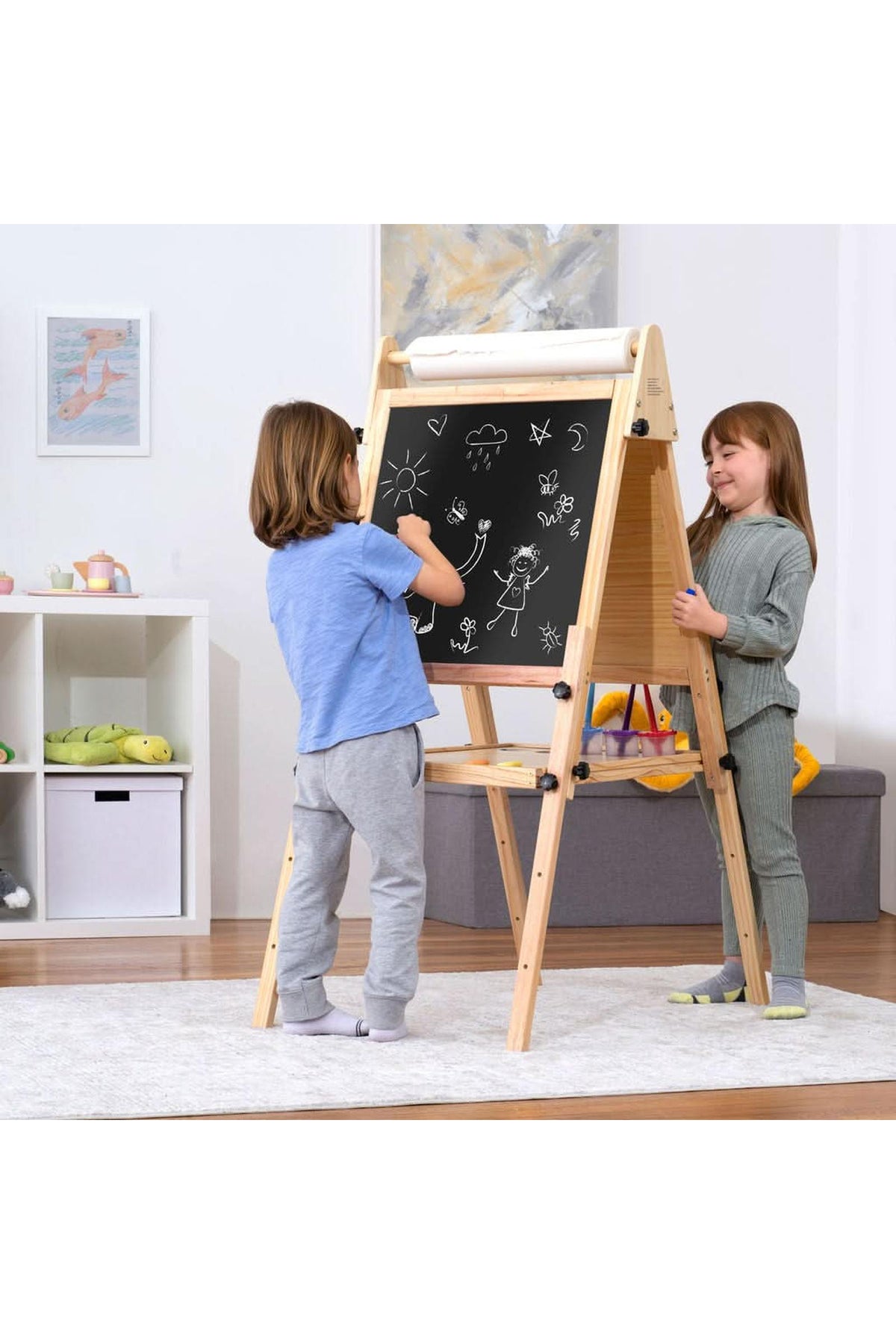 Foldable Kids Easel – 3 Adjustable Heights, Art Station for Drawing & Painting