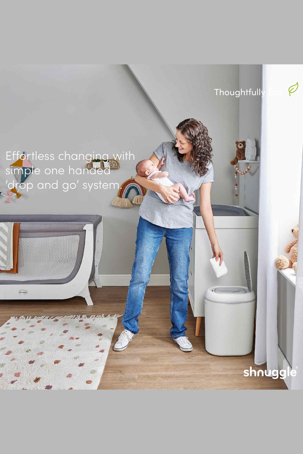 Changing Essentials Kit: Shnuggle Changing Mat + Diaper Pail + Better Bag Liners (90 Day Supply)
