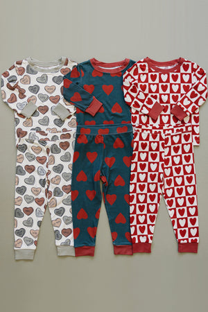 Checkered Hearts Ribbed Cozy Pajama Set | Bamboo | Baby Essentials