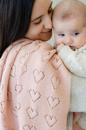 Knit Heart Luxury Swaddle Blanket | 100% OEKO Tex Pima Cotton