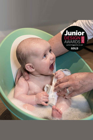 Baby Bathtime Essentials Bundle | Newborn Baby Bath with Support, Rinse Jug, and Toy Scoop - Taupe