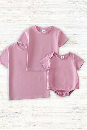 Baby Girls Mauve Bubble & Family Matching T-shirts  | Cotton