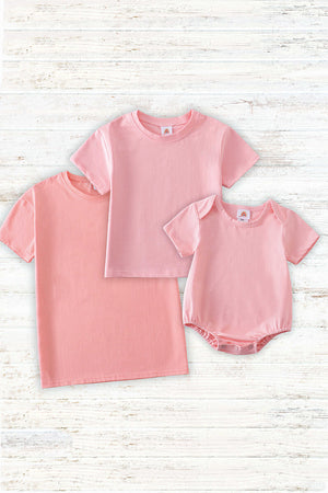 Baby Girls Soft Coral Bubble & Family Matching T-shirts  | Cotton