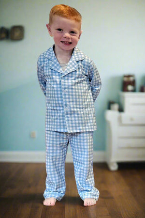 Boy Blue Plaid Classic Long-Sleeve Pajama Set