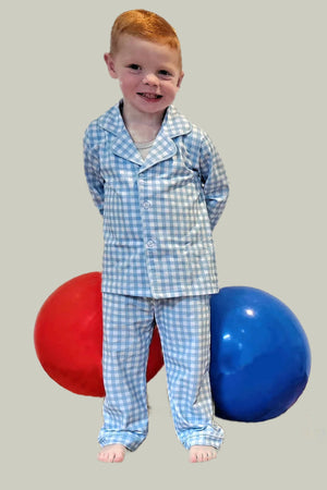 Boy Blue Plaid Classic Long-Sleeve Pajama Set