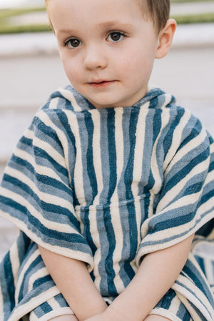 Navy Stripe Organic Cotton Beach Poncho | 100% Cotton