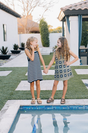 Navy Stripe Knit Tank Dress | 100% Cotton