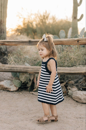 Navy Stripe Knit Tank Dress | 100% Cotton
