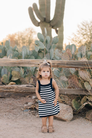 Navy Stripe Knit Tank Dress | 100% Cotton