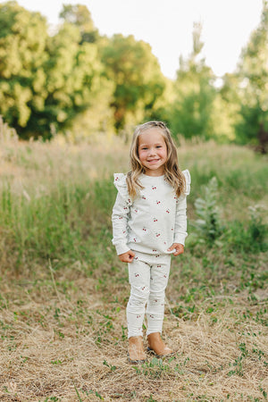 Cherry Ruffle French Terry Set | Cotton