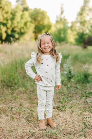 Cherry Ruffle French Terry Set | Cotton