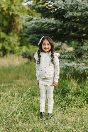 Cherry Ruffle French Terry Set | Cotton