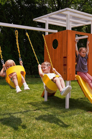 Forest Small Outdoor Toddler Swing Set | Compact Wooden Swing Frame for Babies & Kids