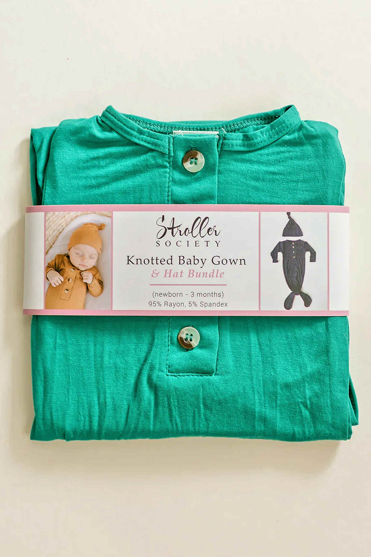 Knotted Baby Gown & Hat Set | Holiday Green | Modal