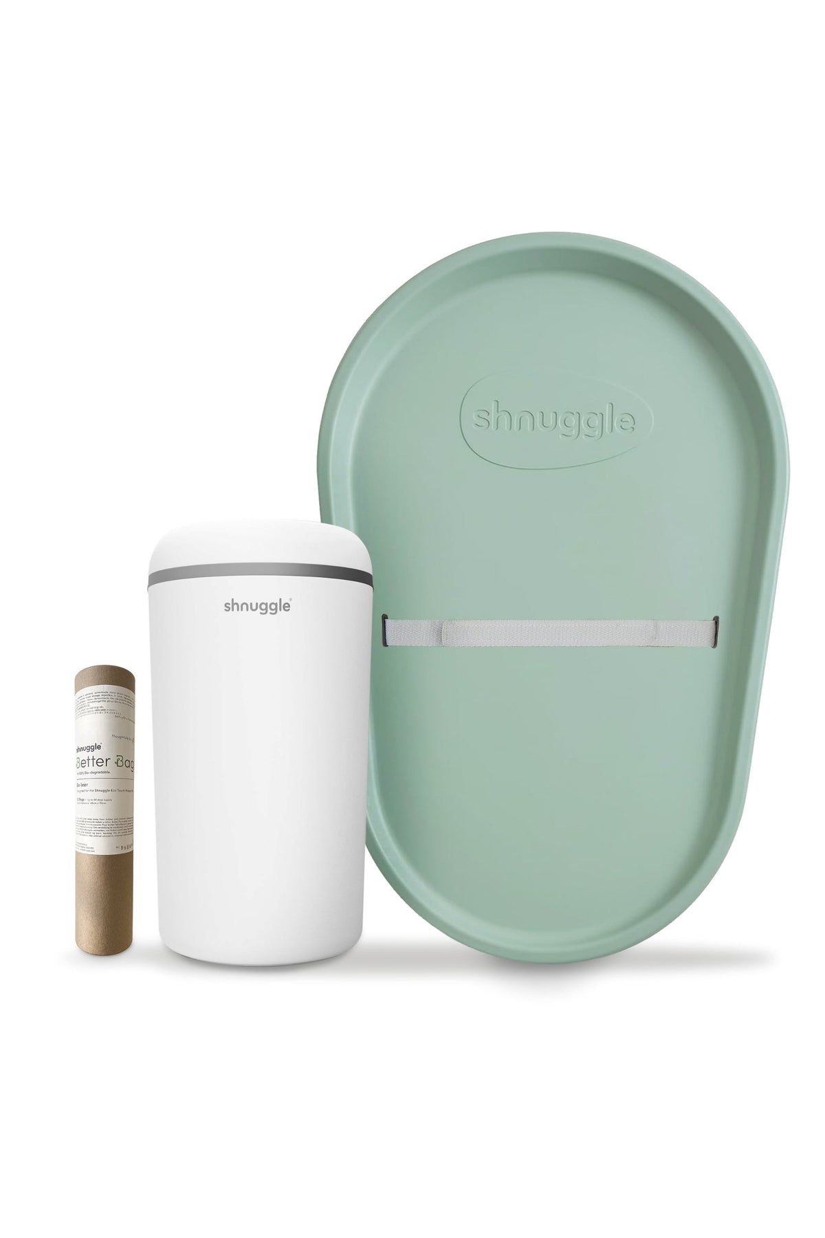 Changing Essentials Kit: Shnuggle Changing Mat + Diaper Pail + Better Bag Liners (90 Day Supply)