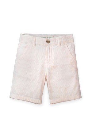 Light pink seersucker shorts from Hope & Henry featuring a classic design, suitable for toddlers and kids.