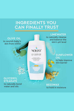 NOLEO 3-IN-1 - Diaper Rash Cream - EWG Verified -  24oz