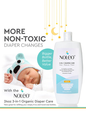 NOLEO 3-IN-1 - Diaper Rash Cream - EWG Verified -  24oz