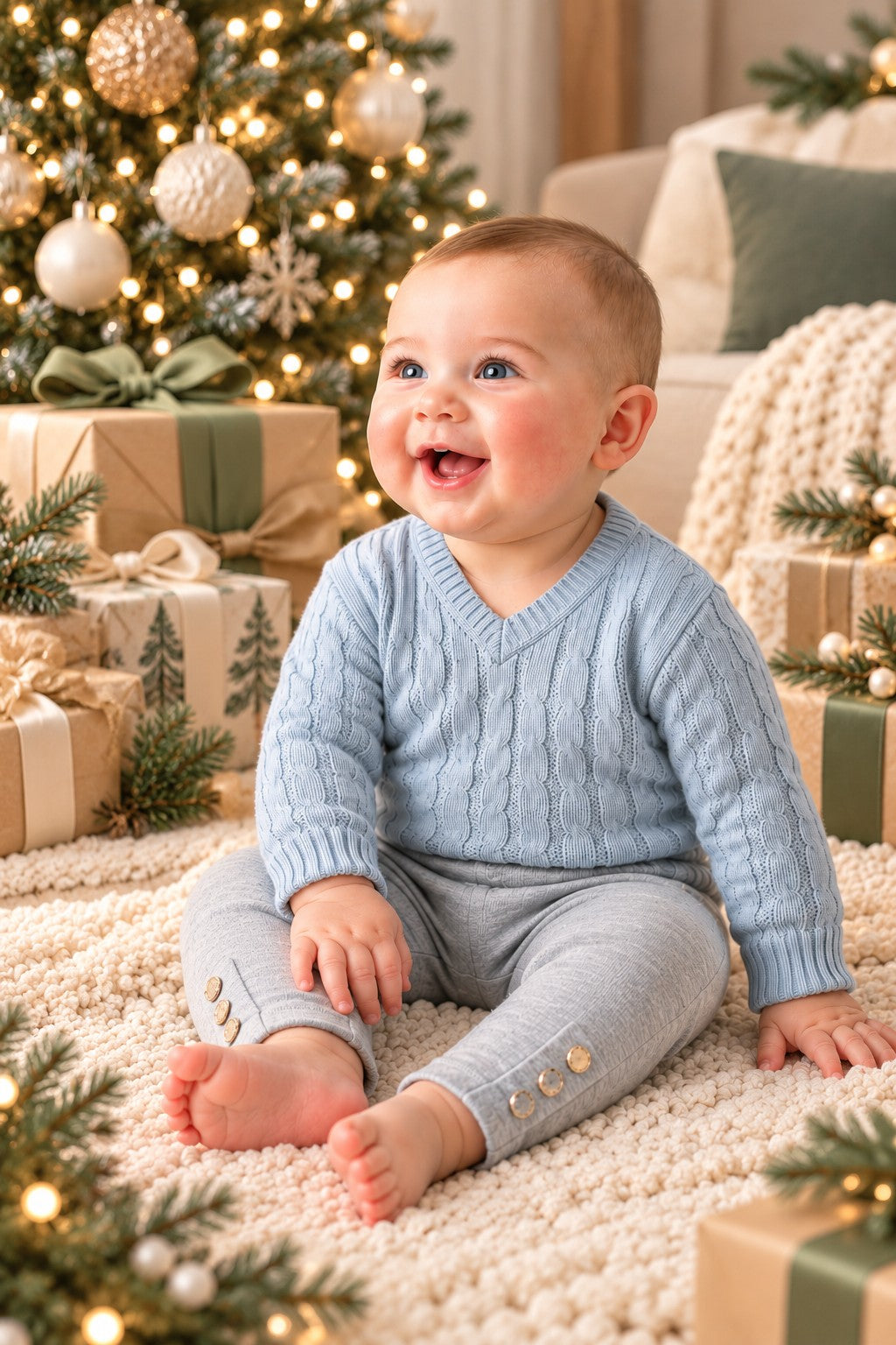 Organic Cotton Button Cuff Ponte Baby Pant, Gray