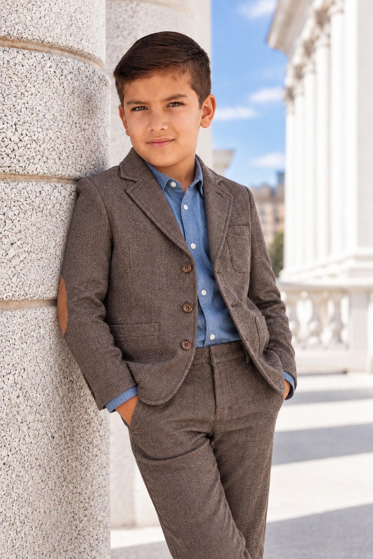 Organic Cotton Fleece Blazer, Chocolate, Toddler & Kids