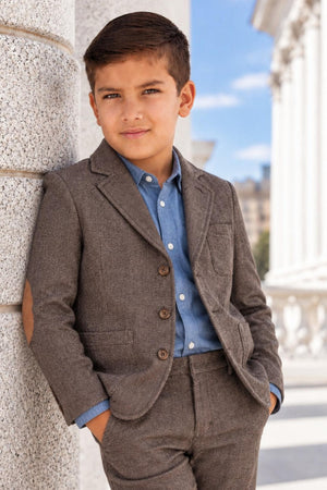 Organic Cotton Fleece Blazer, Chocolate, Toddler & Kids