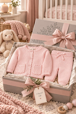 Organic Cotton Cardigan and Legging Set, Baby, Pale Pink