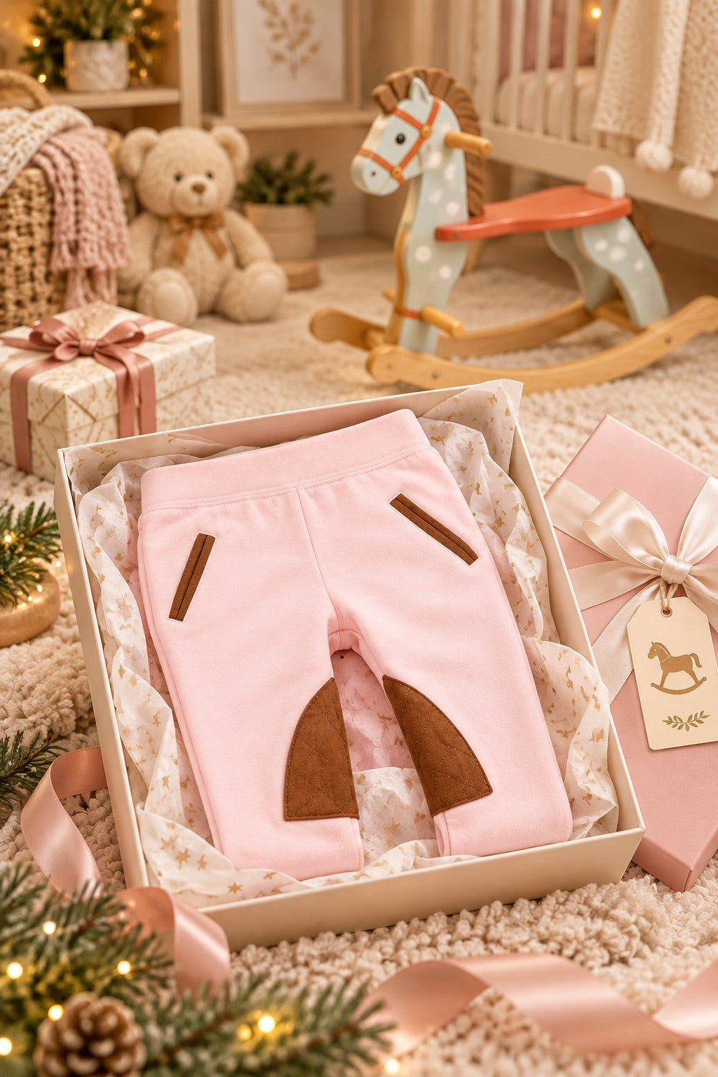 Organic Cotton Ponte Riding Baby Pant, Light Pink