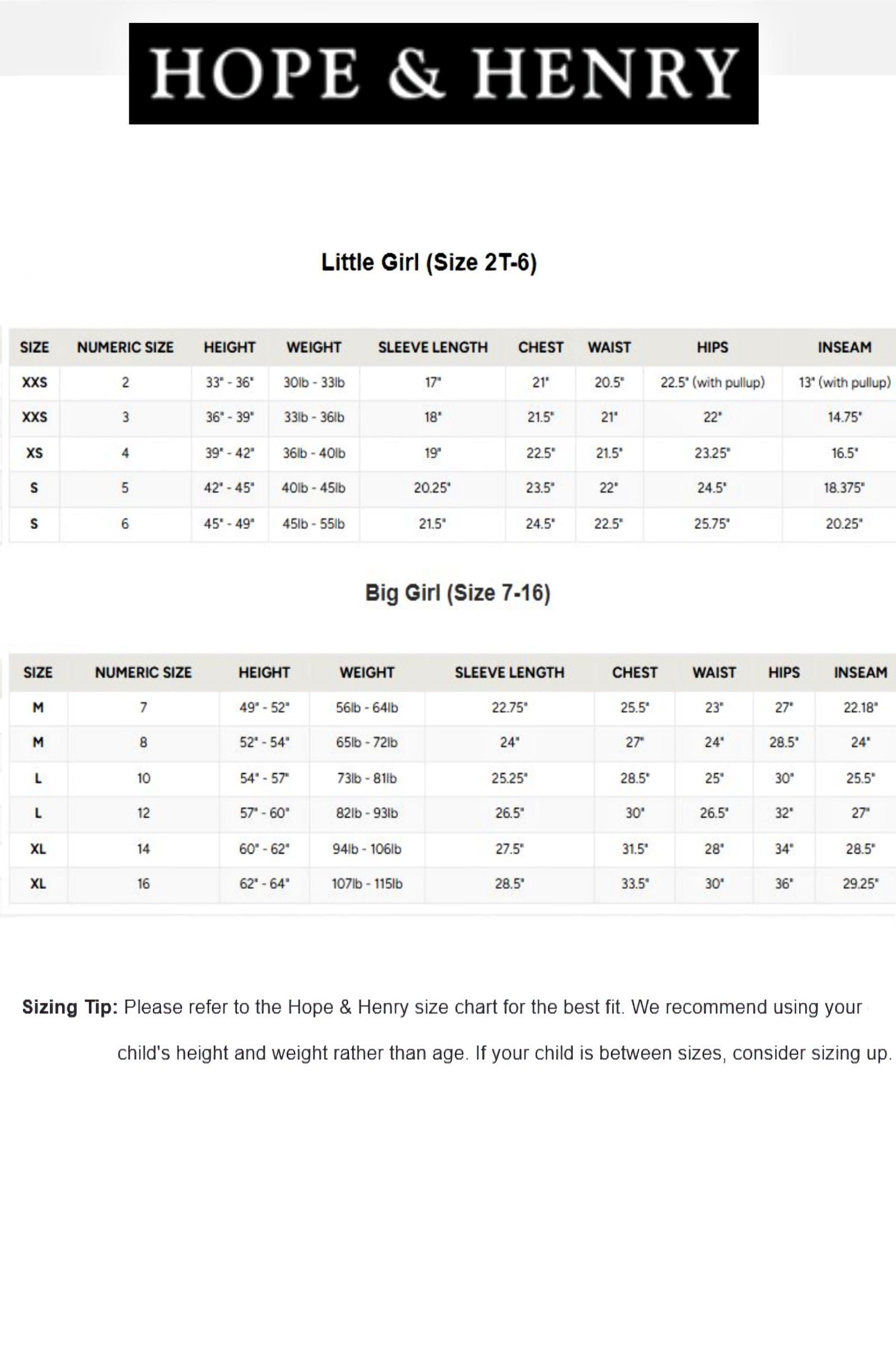 Size Size Chart