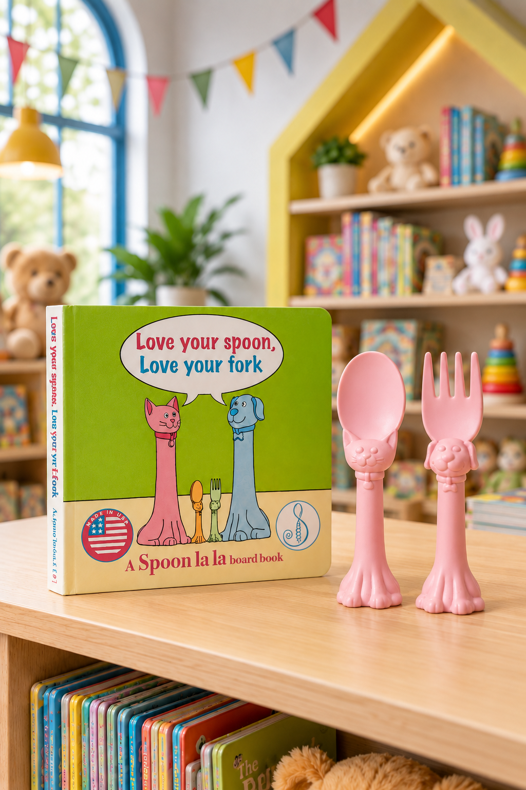 Spoon la la Toddler Spoon & Fork + Board Book Gift Set