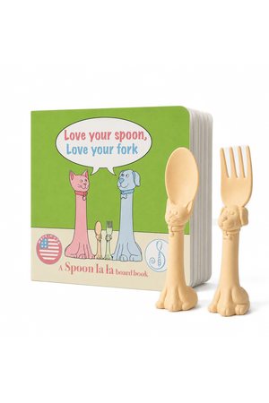 Spoon la la Toddler Spoon & Fork + Board Book Gift Set